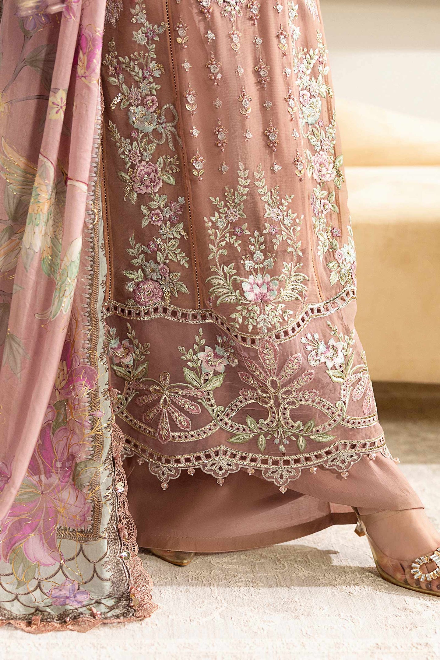 3 Piece Unstitched Embroidered Chiffon Suit | MPC-25-105