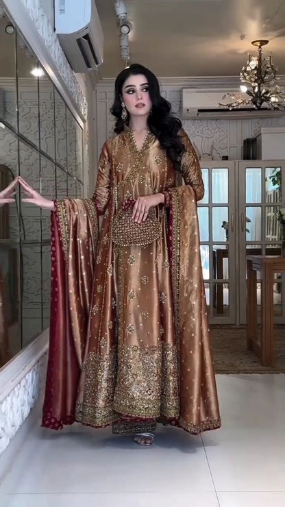 Haris Shakeel - Copper Gold Hibiscus Angrakha