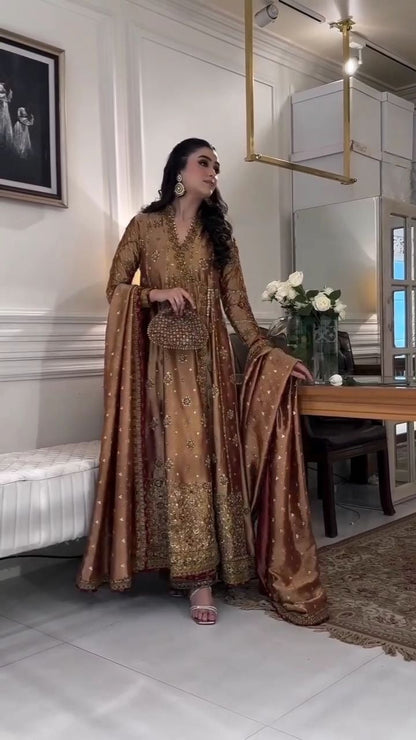 Haris Shakeel - Copper Gold Hibiscus Angrakha